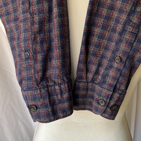 Thread & Cloth Mens S Long Sleeve Button down Shirt Navy Red Grey - Picture 8 of 16